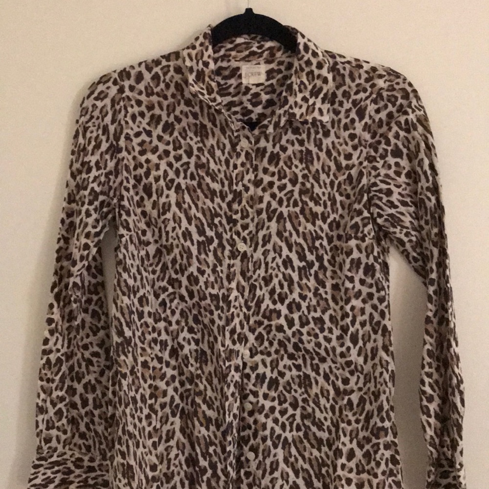 Leopard Print Button Down - Size Xs - image 1